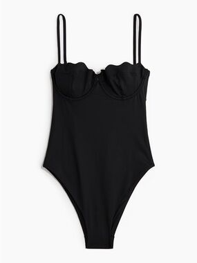 H&M black scallop one piece swimsuit
